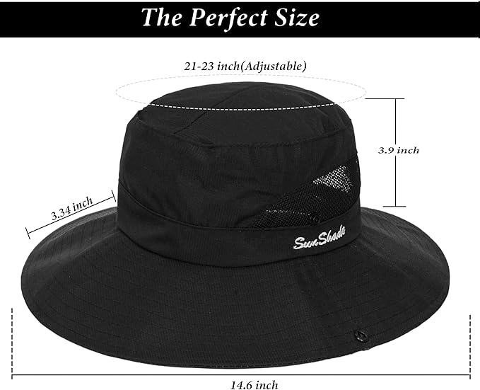 Sun Hat for Women Summer UV Protection Beach Hat Wide Brim Mesh Bucket Fishing Hat with Ponytail Hole Foldable Packable Hat