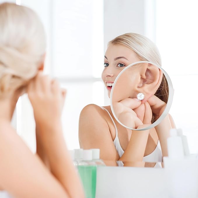 Magnifying Mirror 10X&30X Set, 3.5" Round, White, Unframed, Wall Mount, Travel Mirror, Perfect for Makeup, Grooming, Detailed Facial Care