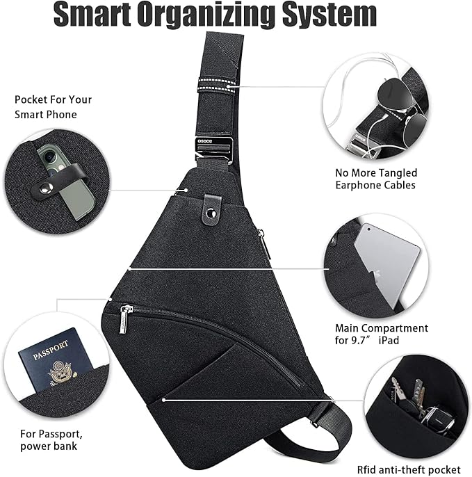 OSOCE Sling Bag for men, Anti Theft Crossbody bags for women | Daypack