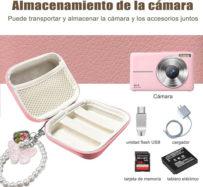 STARGAZ Digital Camera Case,suitable for camera case small such as CAMKORY/KODAK PIXPRO FZ45/FZ55/Canon PowerShot ELPH/HS,Leica,etc.Compact digital camera bag, can also store such as SD cards(Pink)