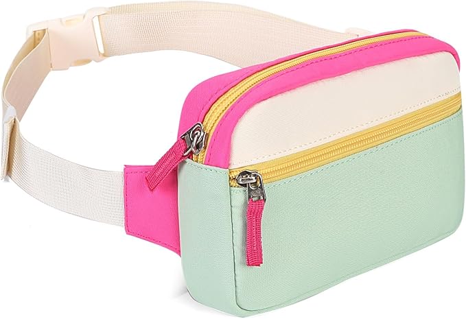 Fanny Pack Birthday Graduation Gifts for 7 8 9 10 11 12 13 Year Old Teen Girls Her Kids, Preppy Cute Trendy Stuff Colorblock Crossbody Bag Adjustable Belt Bags for Travel Essentials