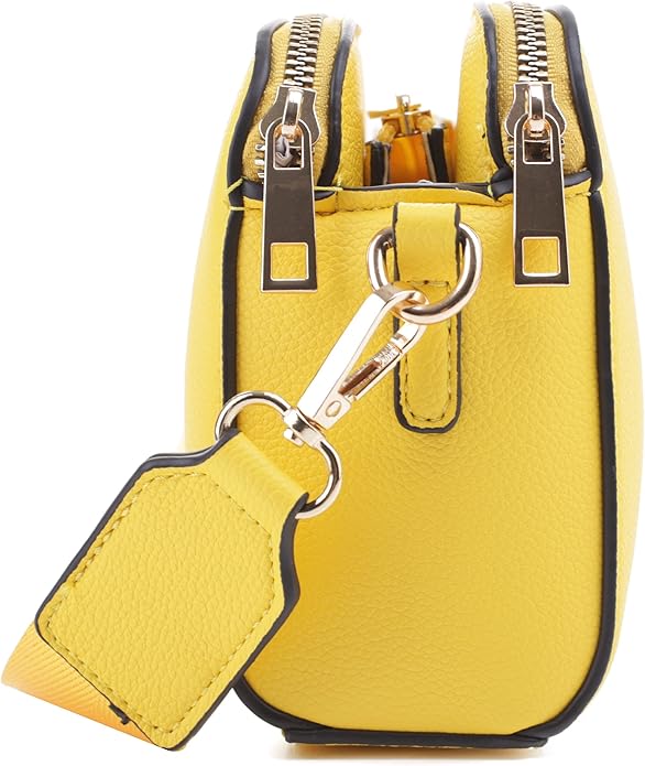 EVVE Crossbody Bags for Women Trendy Triple Zip Small Crossbody Camera Bag Purse with Wide Guitar Strap