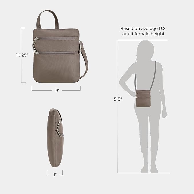 Travelon Anti-theft Classic Slim Double Zip Crossbody