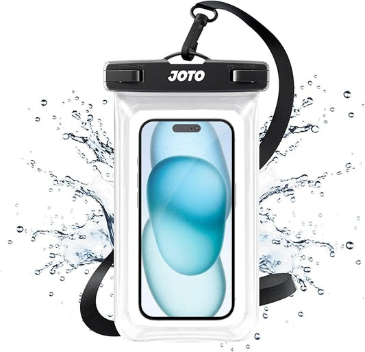 JOTO Up to 7" Universal Waterproof Phone Case for iPhone 17 Air 16 15 14 13 12 11 Plus Pro Max, IPX8 Cellphone Dry Bag XR X SE, Galaxy S23 S22 S21 S20+ S20 S10 Plus Note, Pixel -Clear