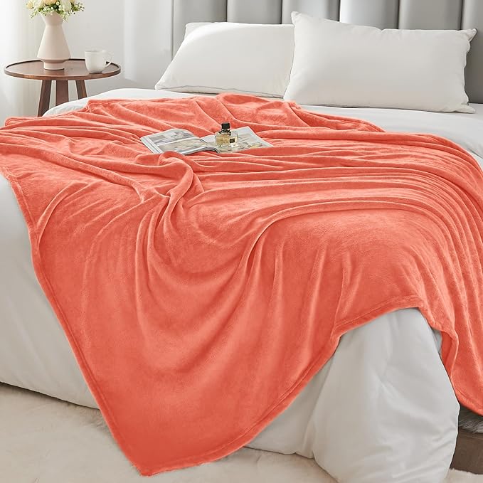 BEDELITE Fleece Blanket Coral Red Throw Blankets for Couch & Bed, Luxury Plush Cozy Fuzzy Blanket 50x60 inches, Super Soft Warm Lightweight Throw Blanket for Travel Camping