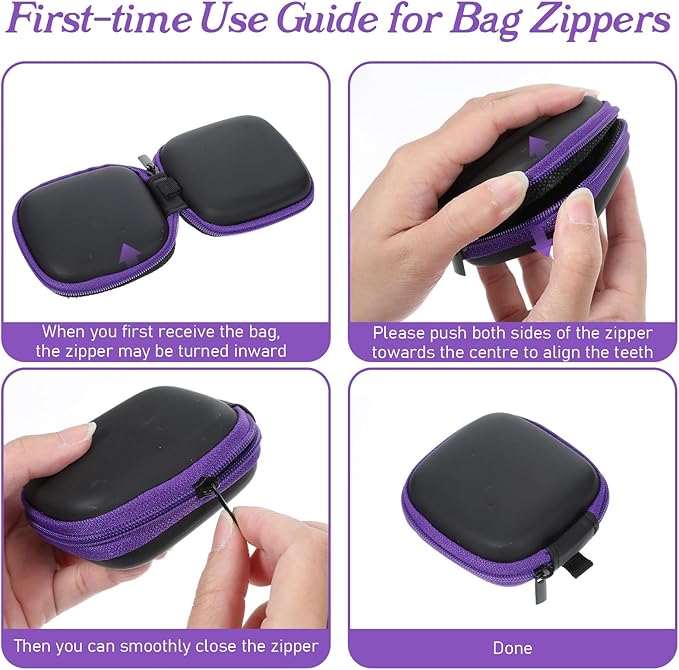 2 Pcs Square Earbud Case EVA Carrying Case Storage Bag with Carabiner Earbud Bag Cell Phone Accessories Organizer for Earbuds in-Ear Headphones Earpieces Earphones Headsets Green Purple