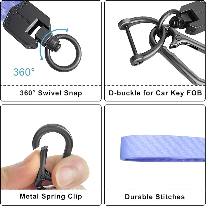 OHKYOOT Leather Car Keychain,Carabiner Clip Key Fob Keychain for Home Car Keys Women Men