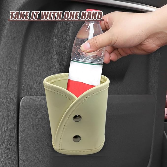 YoRise Car Door Cup Holder, Scratch-Resistant Clip-On Leather Auto Seat Side Water Bottle Holder, Universal Vehicle Interior Hanging Storage Organizer Accessories for Truck Sedan SUV (Beige)