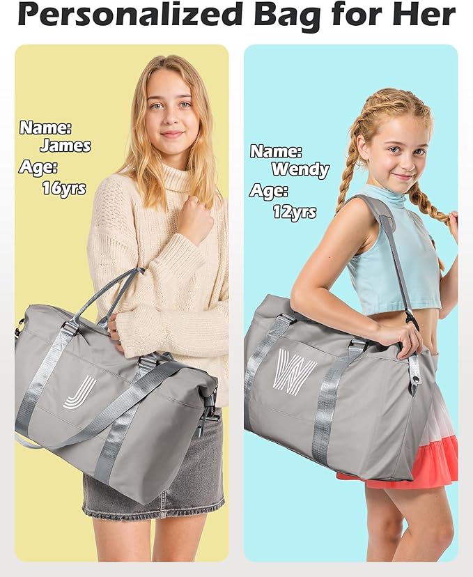 Purse for Teen Girls, Initial Travel Duffel Bag, Sports Bag, Personalized Weekender Bag with Shoulder Strap, Monogram Overnight Bag, Gift for Friend Sister Gifts for Girls (Letter Q)