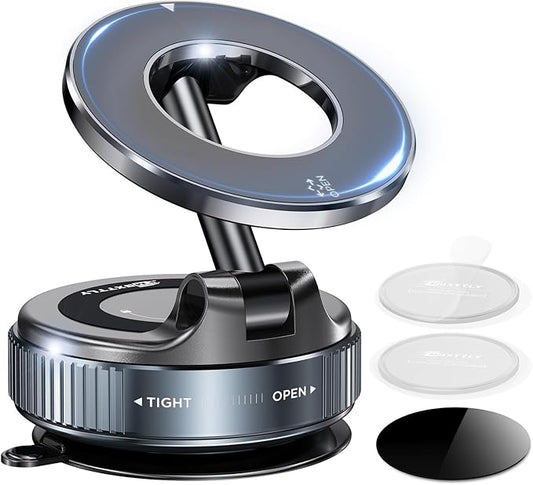 JOYROOM Magsafe Car Mount, Car Mount for iPhone with Strong Magnet, 360° Metal Strut Vacuum Suction Cup Phone Mount for iPhone 17 Air Pro Max/16 15 14 13 12 Series& Android Magsafe Case, Black