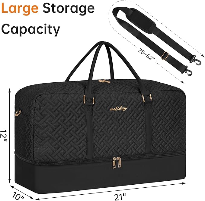 Weekender Bag for Women, Carry on Overnight Bag, 21" Travel Duffel Bag with Waterproof Shoe Compartment for Weekend Travel Business Trip