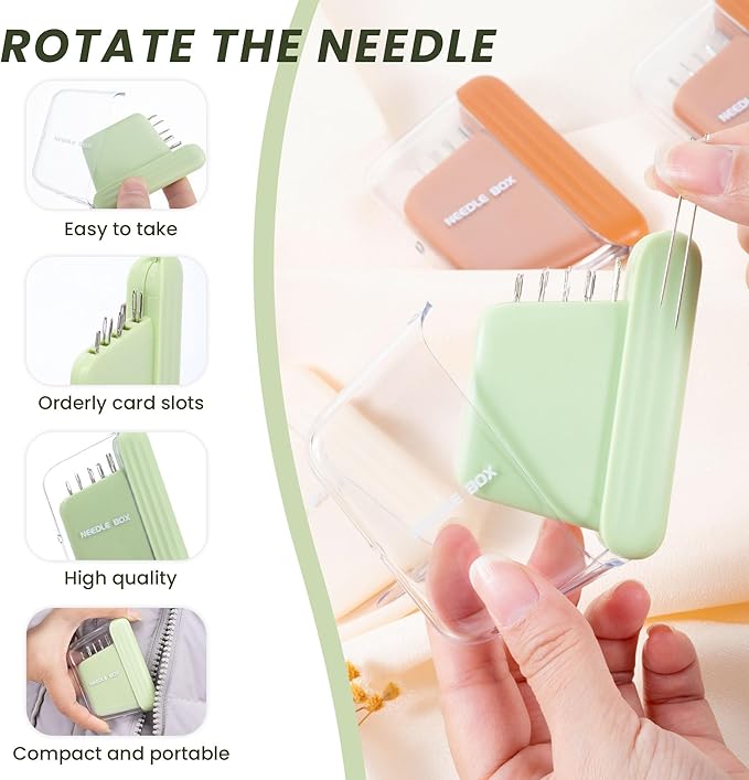 Protable Magnetic Sewing Needles Including 5 Size 35PCS Sewing Sharp Needles Large Eye Hand Quilting Needles Stainless Embroidery Needles with 2 in 1 Needle Threaders Seam Ripper for Sewing Repair