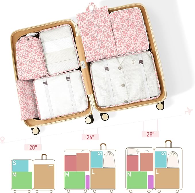 Packing Cubes for Travel - 8 Set Luggage Organizer Bags for Family, Mesh Breathable Packing Cubes for Suitcases Durable Travel Essentials Bags Set