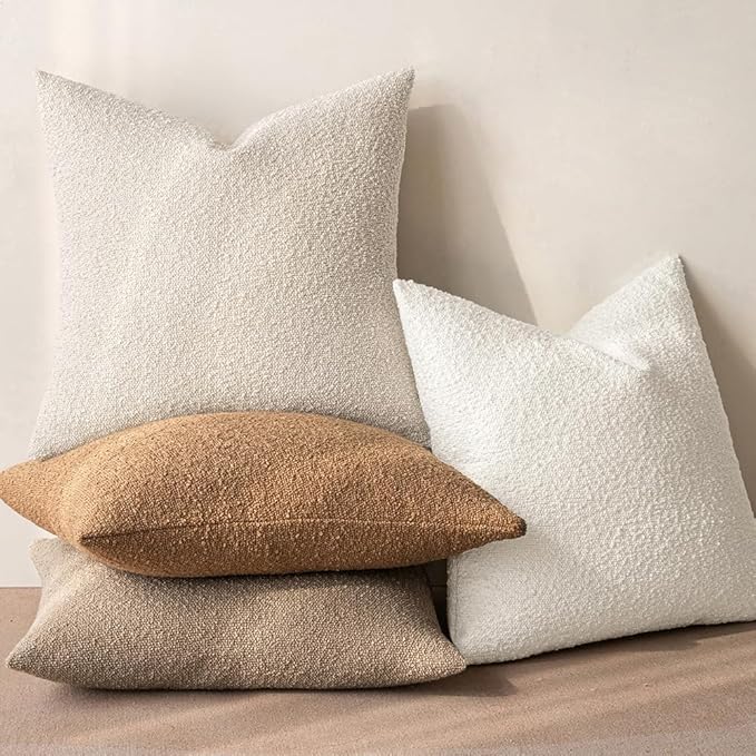 MIULEE Textured Boucle Throw Pillow Cover White Accent Solid Lumbar Pillow Case Decorative Soft Pack of 1 Couch Cushion Chair Sofa Bedroom Livingroom Home Decor,22x14 Inch