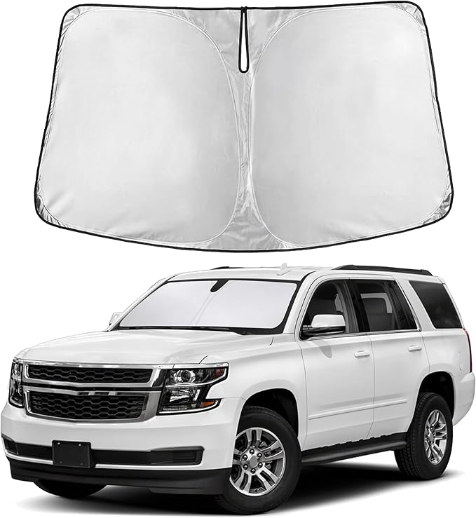 Autovir Windshield Sun Shade Fit for 2015-2018 2019 2020 Chevrolet Tahoe Sunshade, Front Car Window Shades Sun Visor, Blocks UV Rays & Heat, Car Accessories