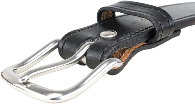 Hidden Money Pocket Travel Leather Belt (Size 42, Black)