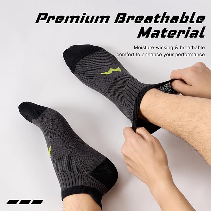 Ankle Compression Socks for Men and Women 6 Pairs, Low Cut Breathable Seamless short Running Socks with Arch Support