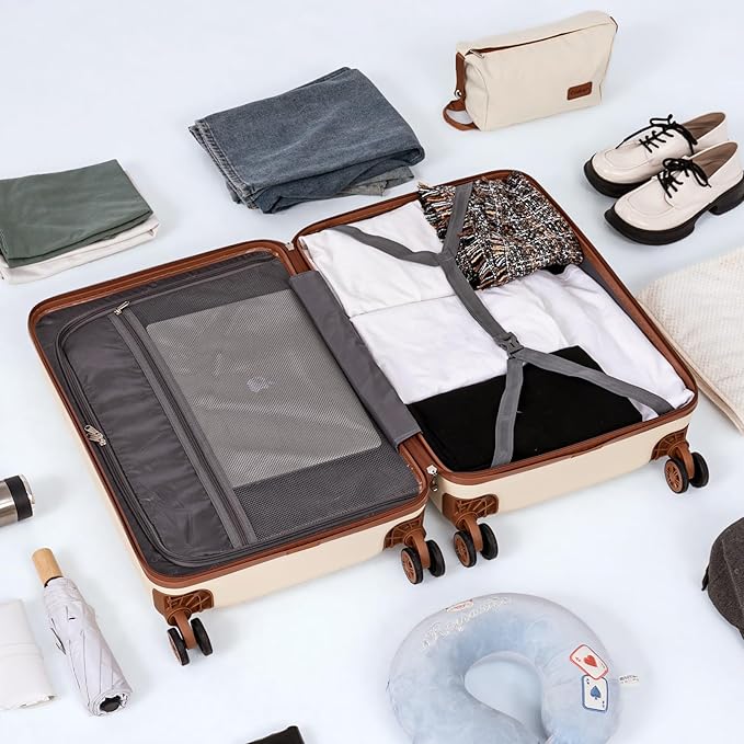 Cosbarn Luggage Sets 5 Piece Suitcases with Wheels, Suitcase Set ABS Hard Case Luggage with TSA Lock Spinner Wheels Durable Travel Luggage (5-Piece Set(20"/24"/28"))
