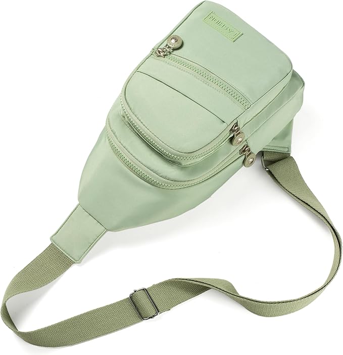 Banelu Small Sling Backpack Crossbody Bags for Women Men, Small Sling Bag Cross Body Bag Fanny Packs Crossbody Purses - Lights Green