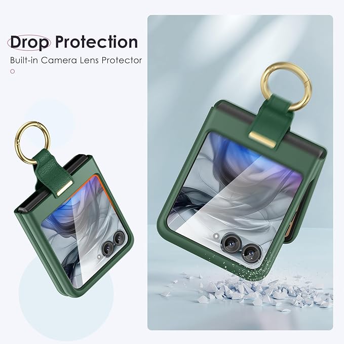 Maxdara for Motorola Razr 2026/2025/2024 Case [Not Fit Ultra or Plus], with Built-in Screen Protector & Ring Holder, Protective Case for Moto Razr 2026 & Razr 2025 & Razr 2024 (Green)