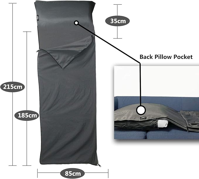 Frelaxy Sleeping Bag Liner, XL Travel Sheet & Camping Sheet for Backpacking, Hotel, Hostels & Traveling, Comfy & Easy Care, 4 Seasons Warm Cold Weather