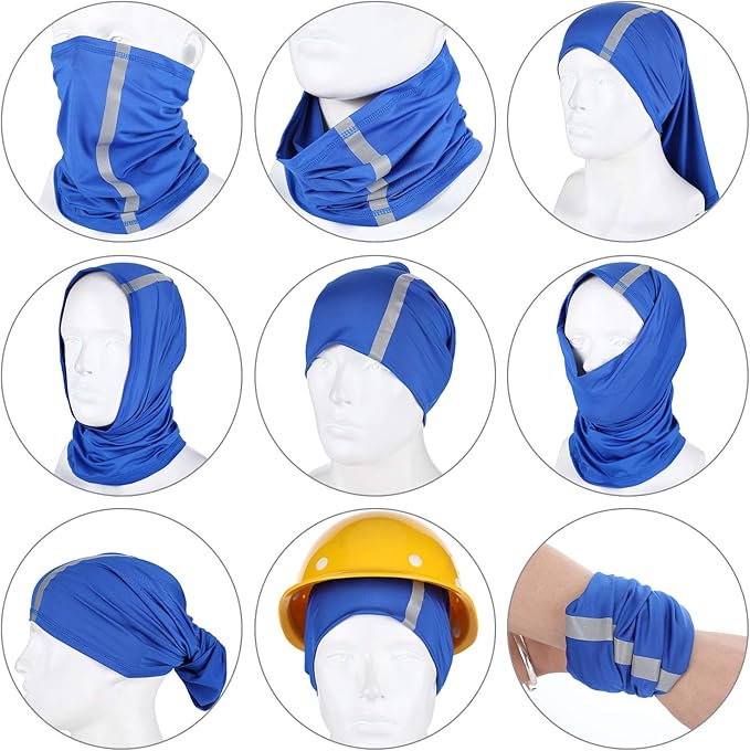 SATINIOR 4 Pcs Neck Gaiter Face Mask for Men Reflective Face Cover Scarf Summer UV Sun Protection Balaclava Bandana for Work