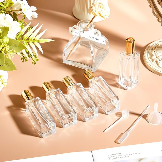 Domensi 60 Pcs 10/15/20/30 ml Perfume Travel Refillable Glass Bottles Spray Bottle Perfume Atomizer for Cologne Dispenser Leak-proof Fragrance Bottles Atomizer Pump Kit (30 ml,Gold)