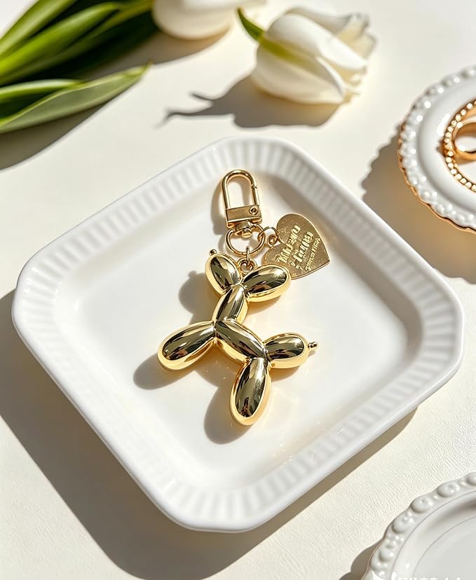 LAEKOU Jelly Balloon Dog Design Keychain for Women, Cute Girls Key Chain, Bag Charms Accessories for Car Purse Backpack