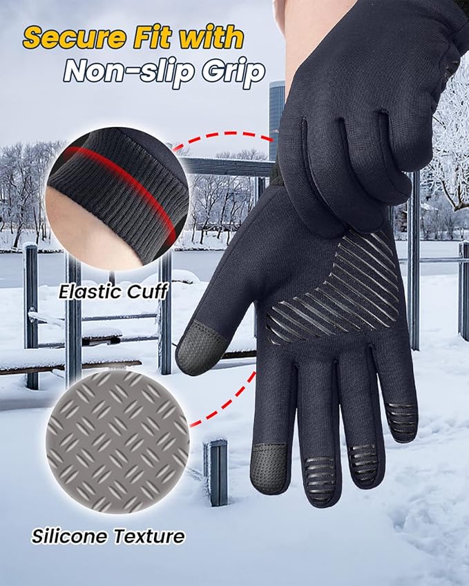 FEWTUR Winter Waterproof Gloves for Women and Men - Thermal Gloves with Touchscreen Fingers, Warm Gloves for Running, Bike and Hiking Cold Weather