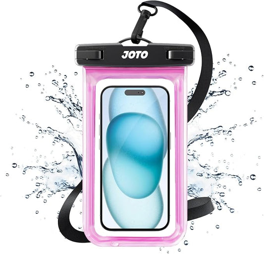 JOTO Up to 7" Universal Waterproof Phone Case for iPhone 17 Air 16 15 14 13 12 11 Plus Pro Max, IPX8 Cellphone Dry Bag XR X SE, Galaxy S23 S22 S21 S20+ S20 S10 Plus Note, Pixel -Pink