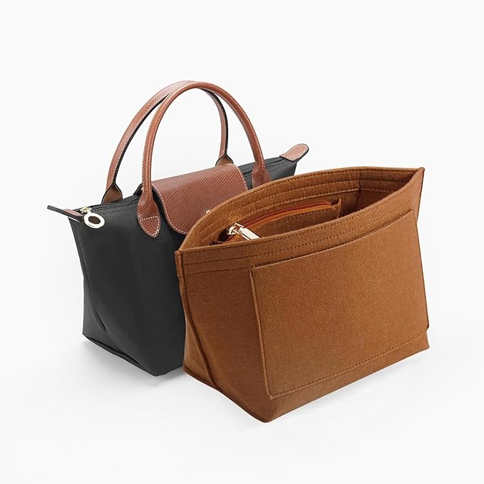 LOUKAYCCI Purse Organizer Insert for Le Pliage Large Handbags Insert Organizer (Brown, Large)
