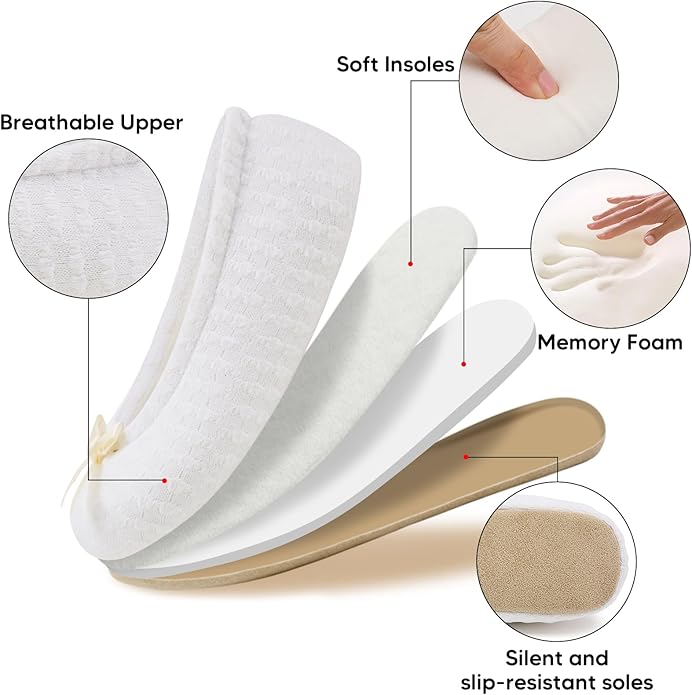 ANLUKE Women's Ballerina Slippers Fuzzy House Shoes Memory Foam with Non-Slip Sole