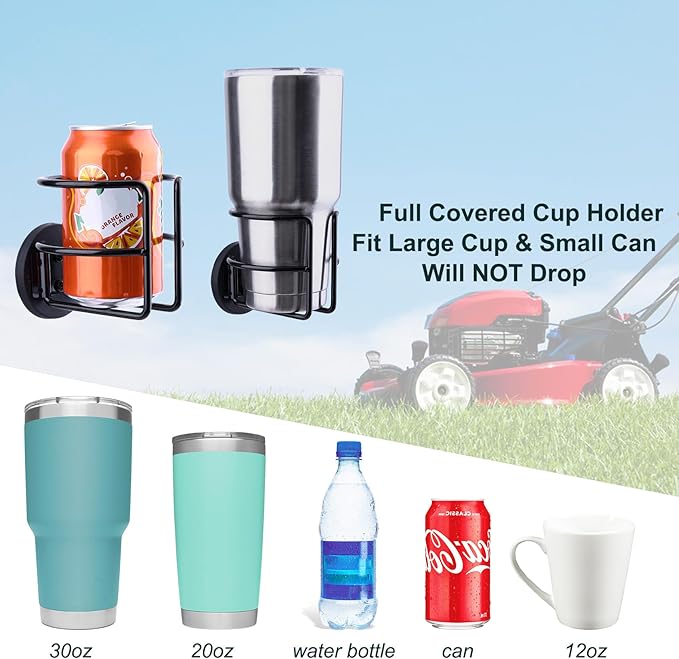 Magnetic Cup Holder with 2 Screws Mount, Full Covered Bus Tractor Cup Holder, Magnet Drink Holder for Bottle, Black Pack of 2