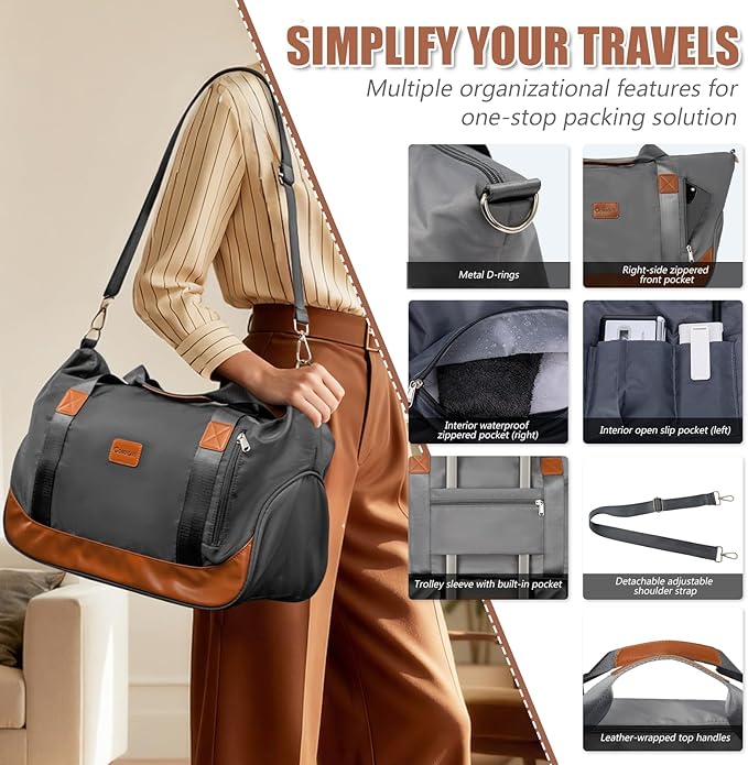Cosbarn Luggage Sets 5 Piece with TSA Lock Spinner Wheels, Unisex Hard Case ABS Suitcase Set, Hardshell Lightweight Waterproof Travel Hardside Suitcases with Wheels for Women Men, Grey