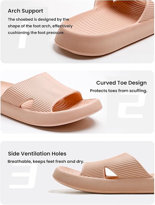 Anmerl Shower Shoes for Men and Women, Soft Lightweight Quick-Drying & Non-Slip House Slippers Slides for Bathroom, Pool, Beach, Indoor & Outdoor