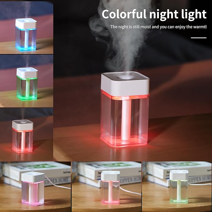 Portable Small Humidifier, Auto Shut-Off USB Personal Desktop Humidifier for Car, Office Room, Bedroom (Colorless)