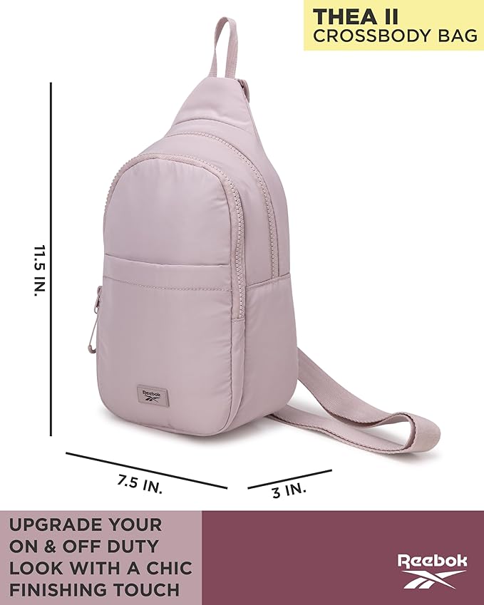 Reebok Unisex Crossbody Bag - Convertible Compact Durable Cross Body Bag for Women and Men - Gym and Travel Essentials, Size One Size, Thea II Latte
