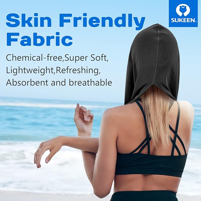 Sukeen Cooling Hoodie Towel for Men, Cooling Towels for Neck and Face, Cools When Wet Cooling Neck Wraps, Sport Workout Camping Cycling Cool Towel for Hot Weather