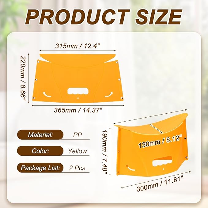PATIKIL Travel Foot Rest, 2 Pack Portable Airplane Footrest with Handbag Function Lightweight Foldable Foot Stool to Relieve Back & Knee Pain for Long Flight Outdoor Camping, Yellow
