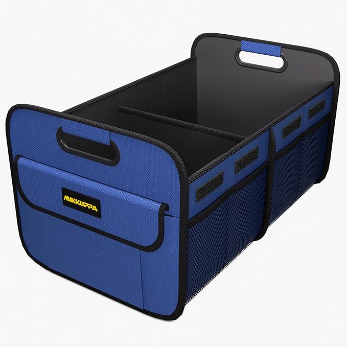 MIKKUPPA Car Trunk Organizer - 70L Collapsible Trunk Organizer for Groceries, Car Storage Organizers for SUV Auto Truck Van with Non Slip Bottom (Blue)