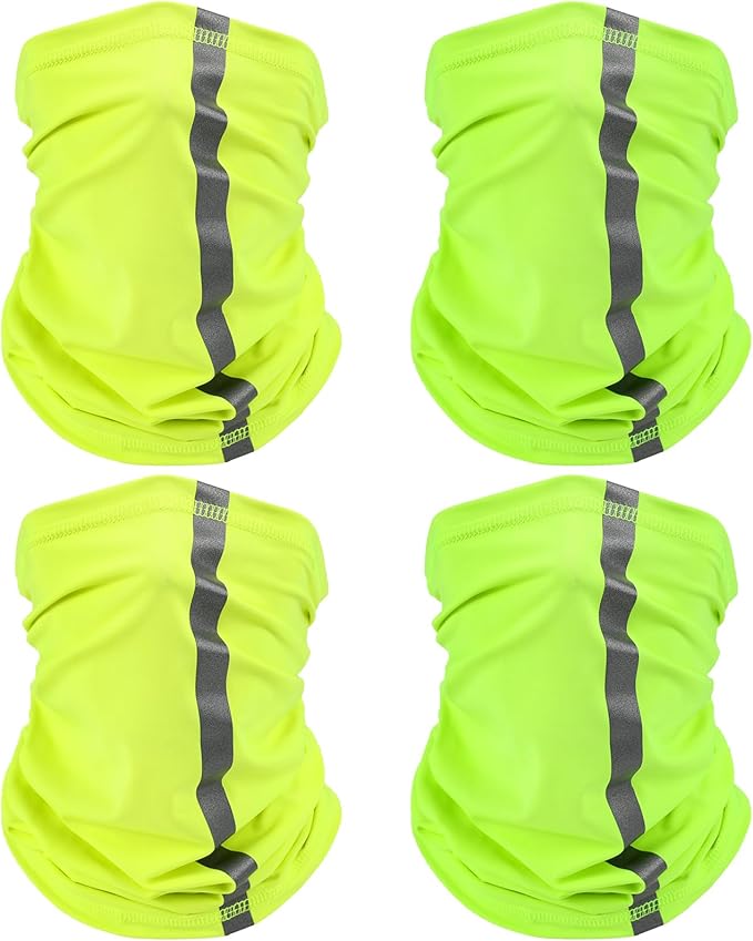 SATINIOR 4 Pcs Neck Gaiter Face Mask for Men Reflective Face Cover Scarf Summer UV Sun Protection Balaclava Bandana for Work