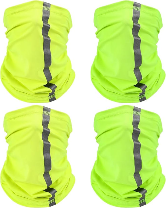 SATINIOR 4 Pcs Neck Gaiter Face Mask for Men Reflective Face Cover Scarf Summer UV Sun Protection Balaclava Bandana for Work