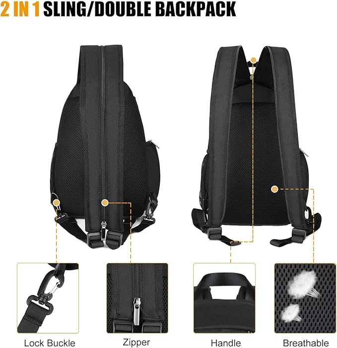 BAIGIO Camera Sling Bag Small Camera Backpack for Photographers,Water-resistant Camera Crossbody Bag Travel Caemra Backpack for DSLR SLR Mirrorless Camera