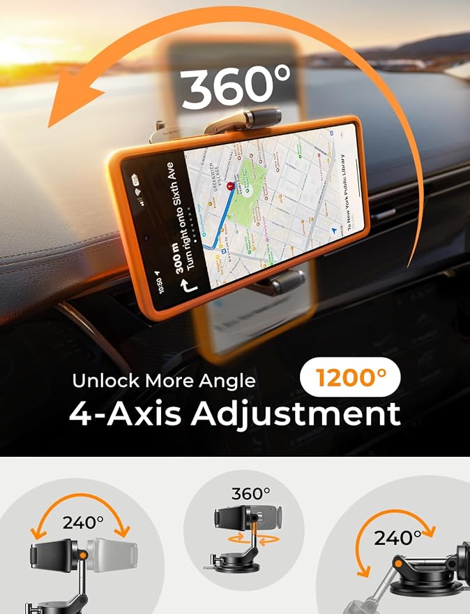 LISEN Suction Phone Mount for Car, [Ultra Suction & 95% Cases Friendly] Car Phone Holder Mount Vacuum Dashboard Phone Holder, Car Cell Phone Holder for iPhone 17 16 15 14 Pro Max Air Galaxy S26 S25
