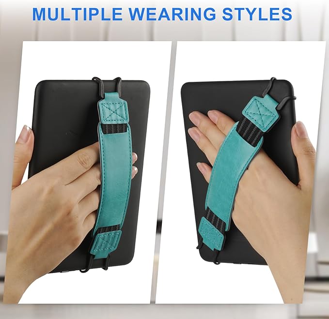 HoYiXi Universal Soft Hand Strap for 6-7 Inch eReader Tablet Compatible with Kobo/Pocketbook/Tolino/Paperwhite/Nook eReader,for 6", 6.8", 7" eReader,High Elasticity Hand Strap for Tablet,Cyan