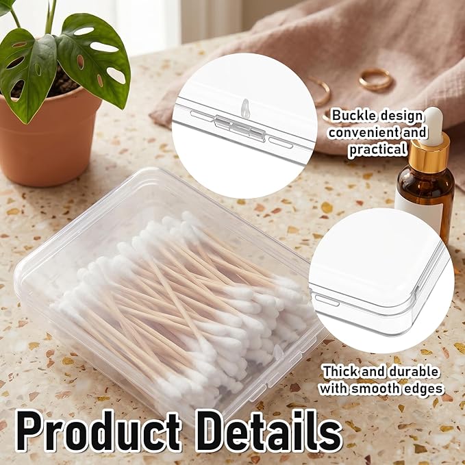 3 PCS Portable Travel Cotton Pad Holder, Transparent Cotton Swab Dispenser, Cosmetic Sponge Storage Dental Floss Box for Bathroom Vanity Countertop Storage Organizer