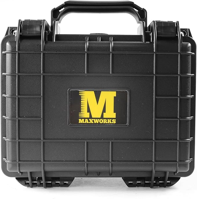 MaxWorks 51015 Waterproof Hard Case IP67 – Protective Foam Interior, Fits 8.5" x 6" x 3.9" Items – Rugged Storage for Camera, Tools, Valuables – 9.1" x 7.6" x 4.4" Exterior, Black