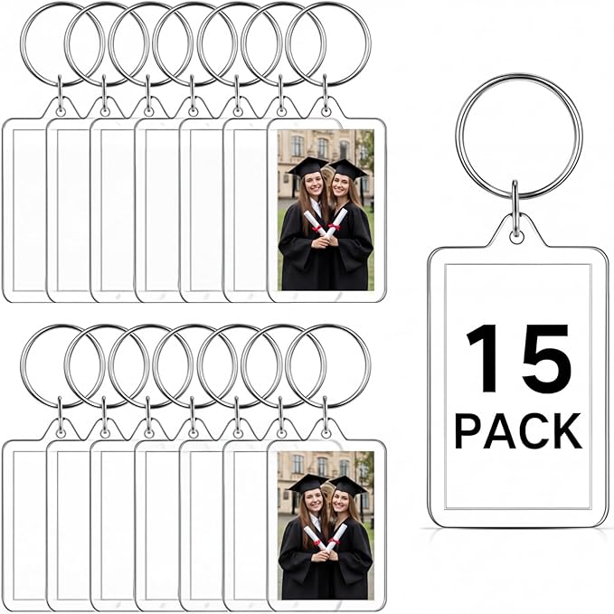 Yaomiao Acrylic Photo Frame Keychain Holder Photo Picture Insert Blank Keyring for DIY Craft