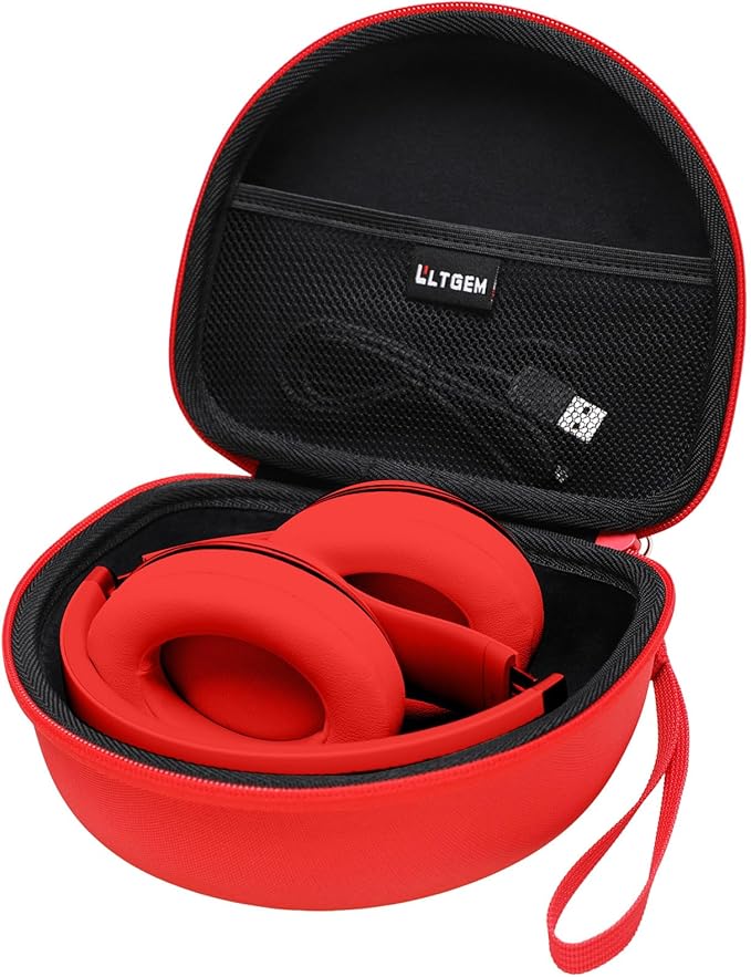 Headphone Case Compatible with Beats Studio Pro/Solo 4 / Studio 3 / Solo 3 / Picun B8 / BERIBES/JLab JBuds Lux ANC Wireless Bluetooth Noise Cancelling Headphones, Red+Black(Case Only)