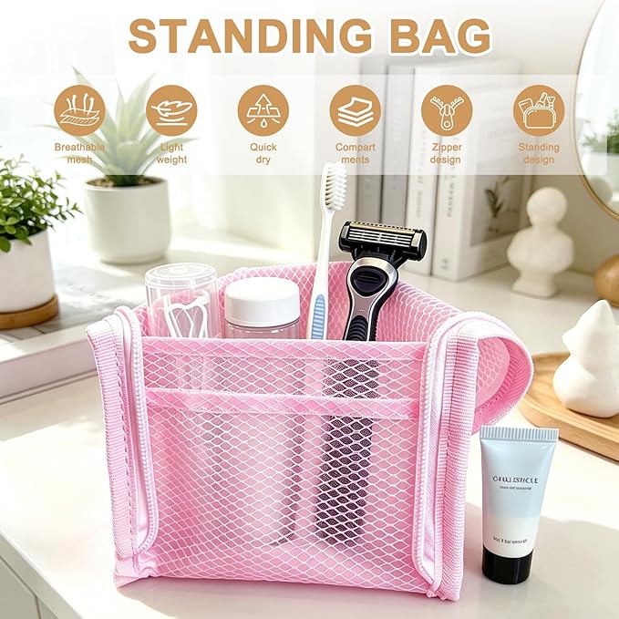 Standing Toiletry Bag, Portable Lightweight Travel Toiletry Bag (White)